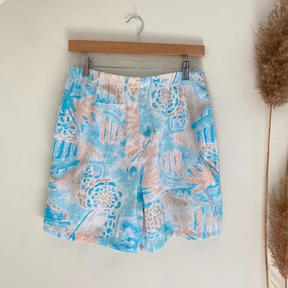 80s 90s Vintage Pastel Tropical Peint Shorts